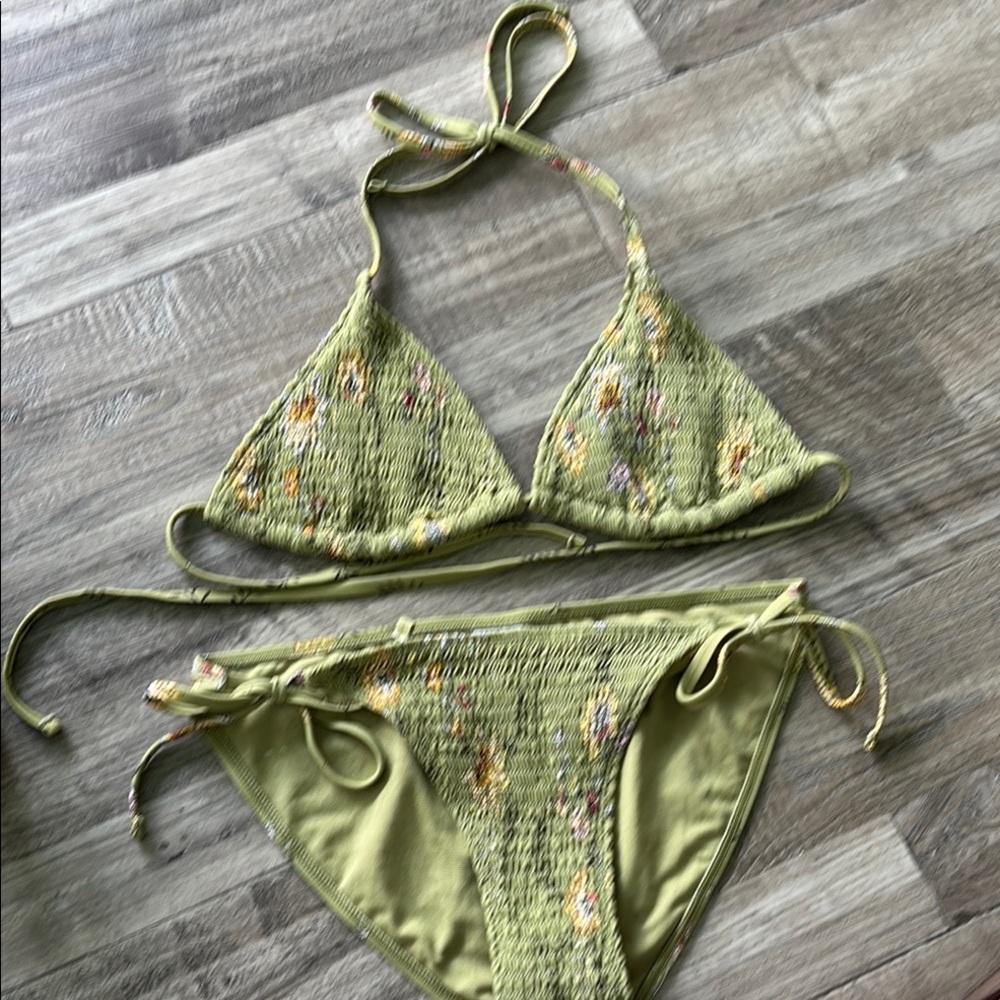 Xhilaration Green Floral Bikini